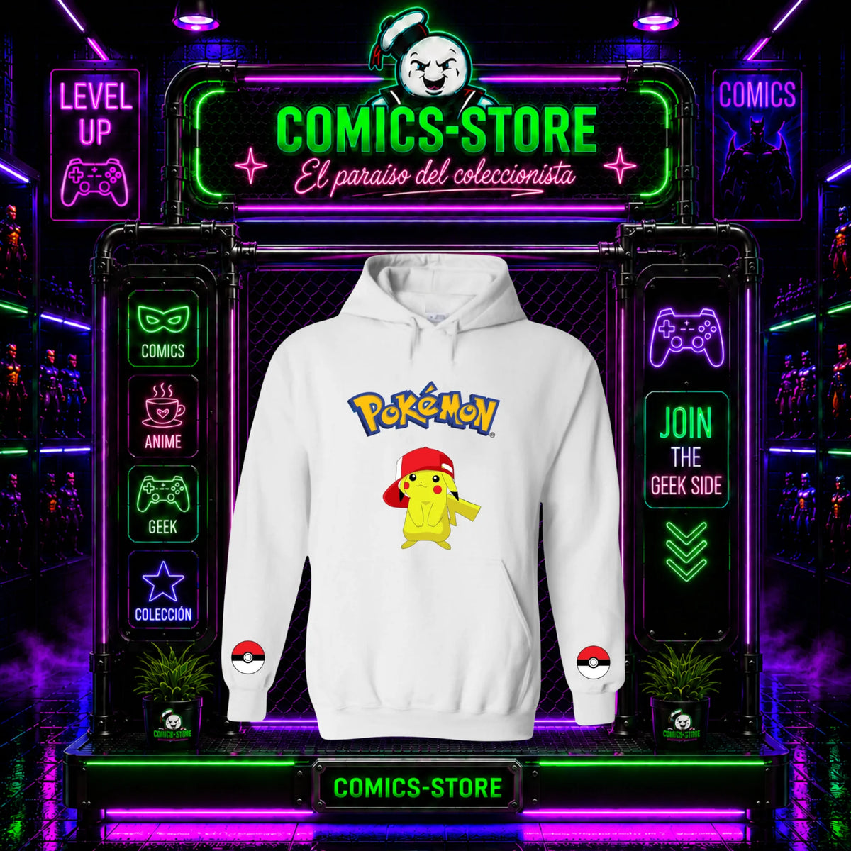 Hoodie Capota Blanco Pikachu Pokemón