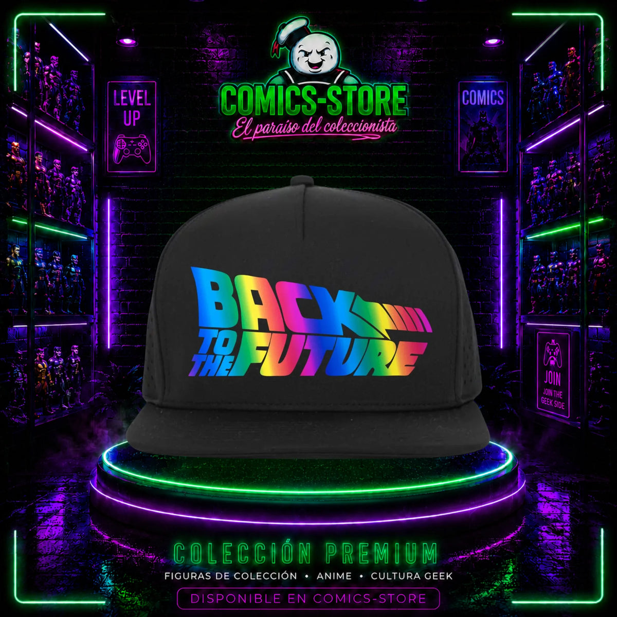 Gorra Plana Snapback Trucker Back To The Future Black