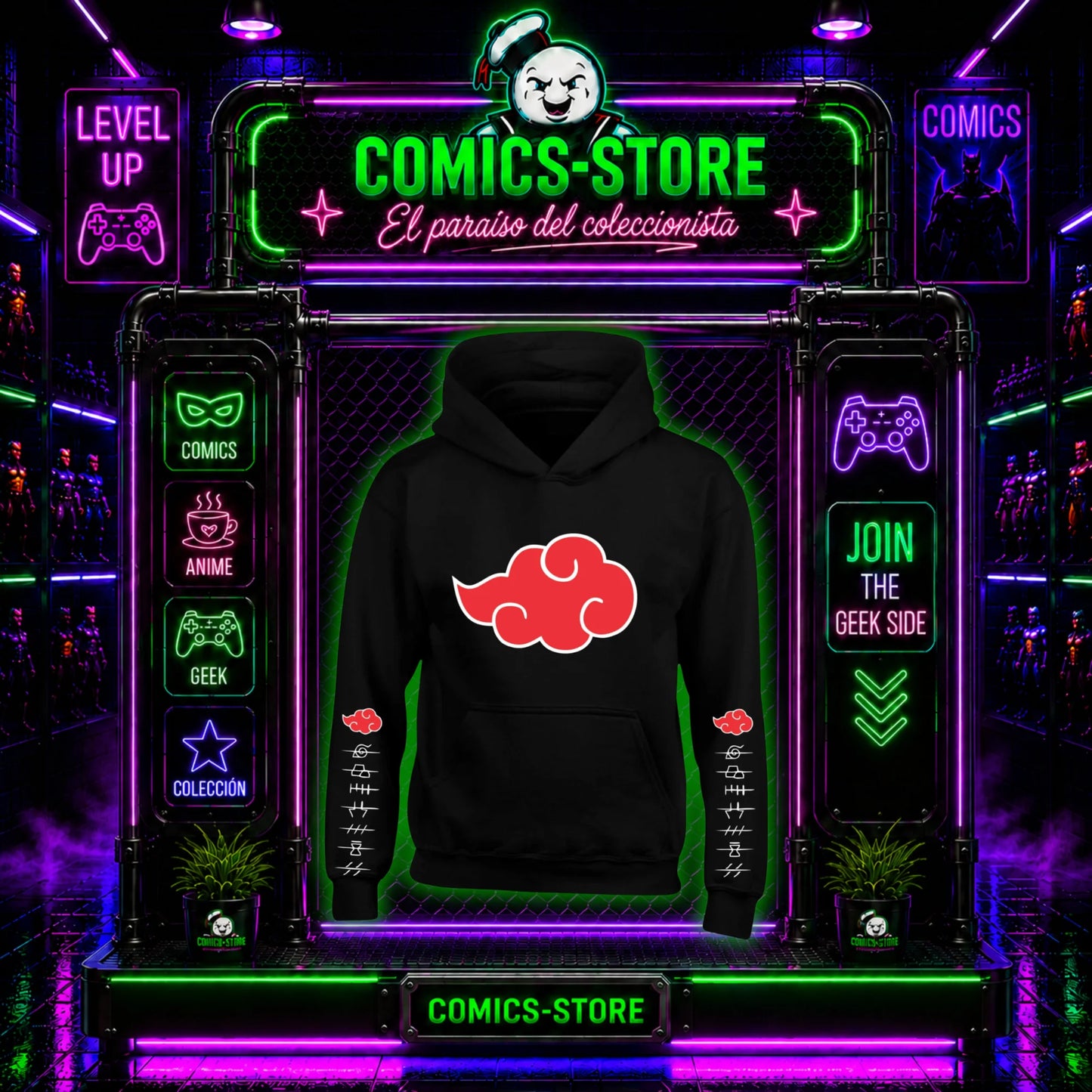 Hoodie Capota Negro Naruto Nubes Akatsuki