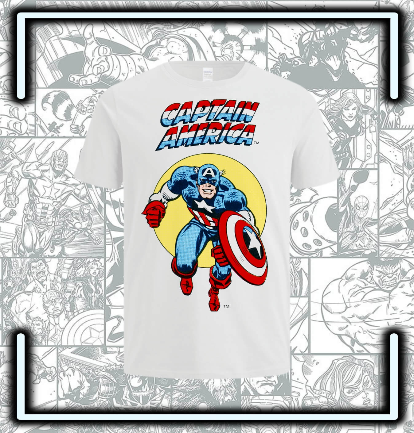 Camiseta Capitan America Retro - Comics Store Colombia