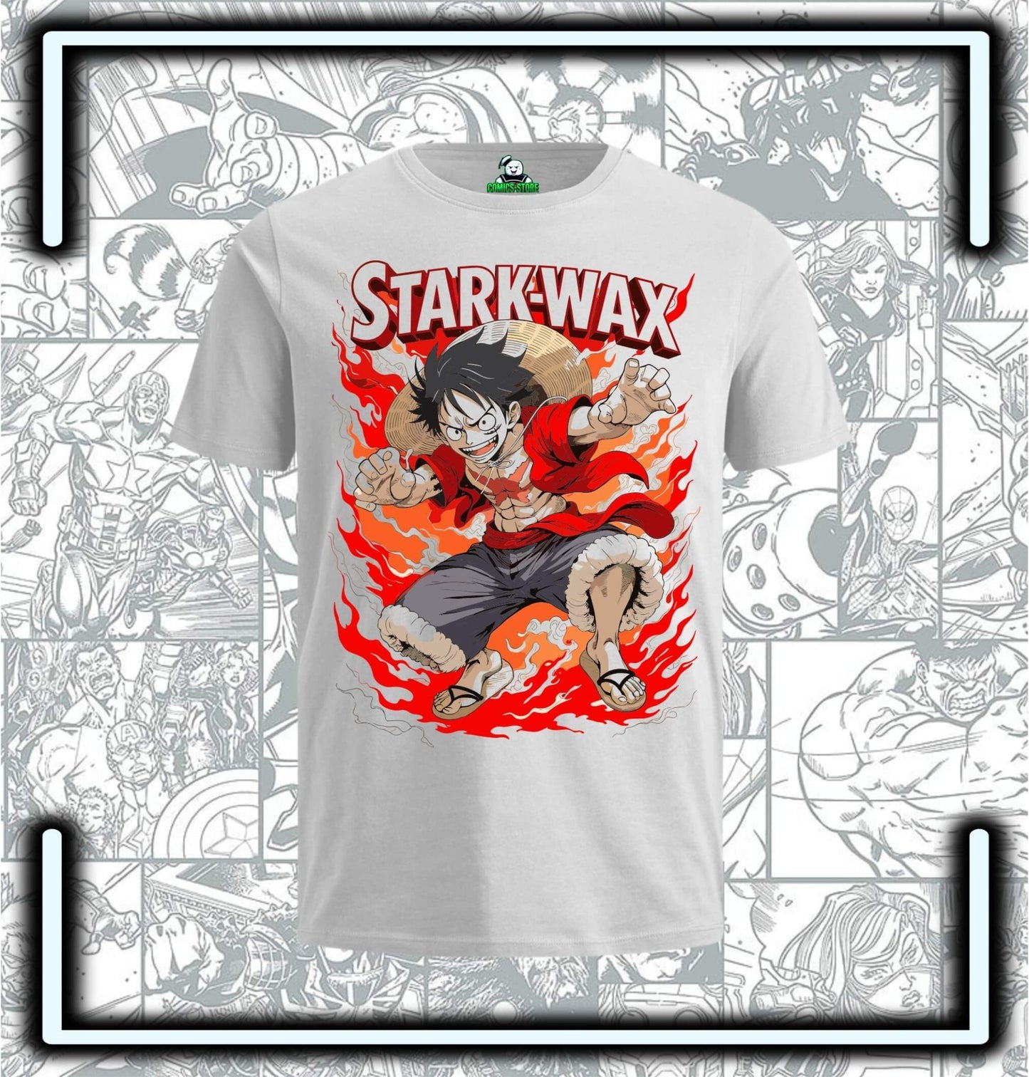 Camiseta One Piece Luffy Stark Wax Anime - Comics Store Colombia