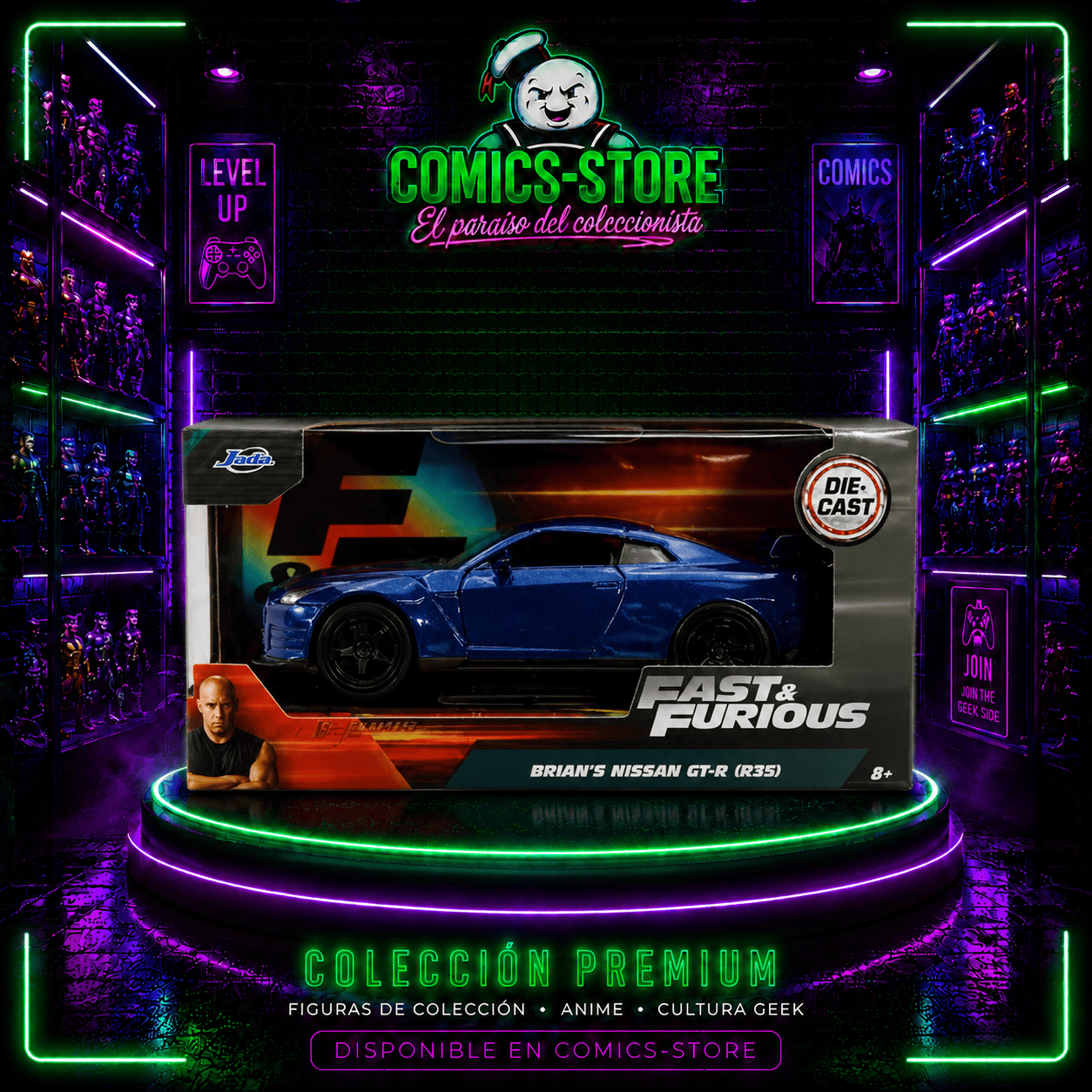 Carro Brian`s Nissan Gt - r R35 Rapido Y Furioso Azuls Esc 1:32 - Comics Store Colombia