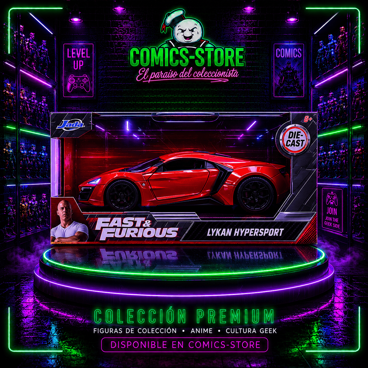Carro Lykan Hypersport Rojo Rápido Y Furioso Caja F&f Esc 1:32 - Comics Store Colombia