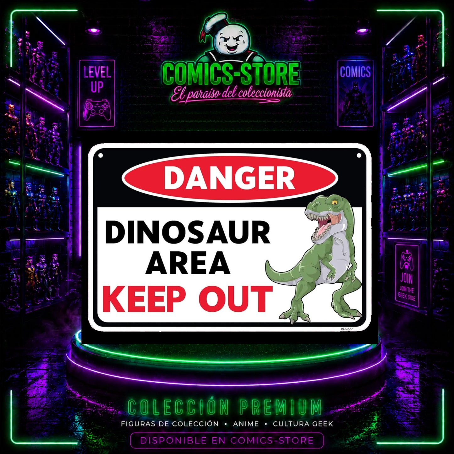 Placa Metalica Danger Dinosaur Area