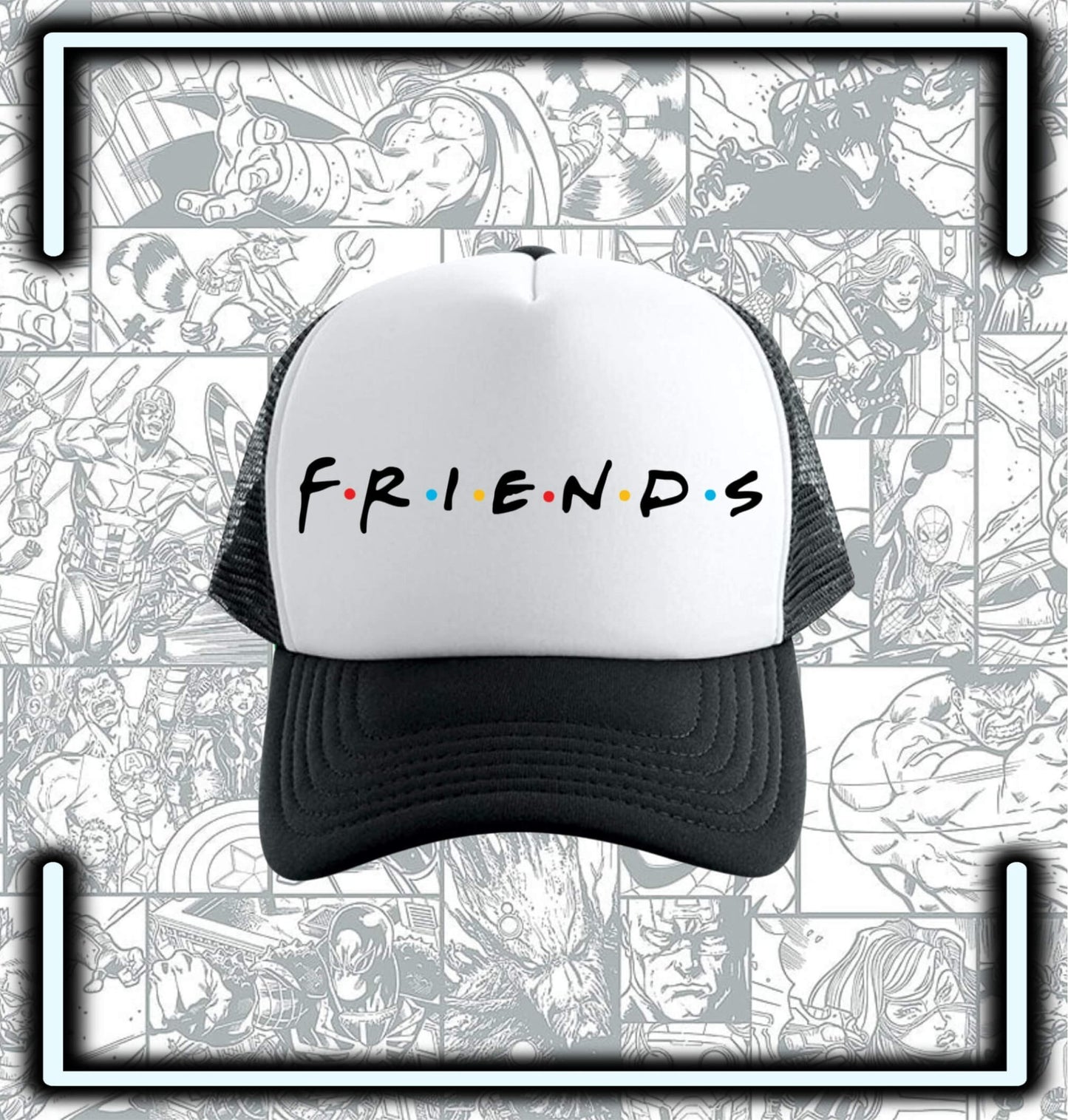 Gorra Trucker Friends Black & White - Comics Store Colombia