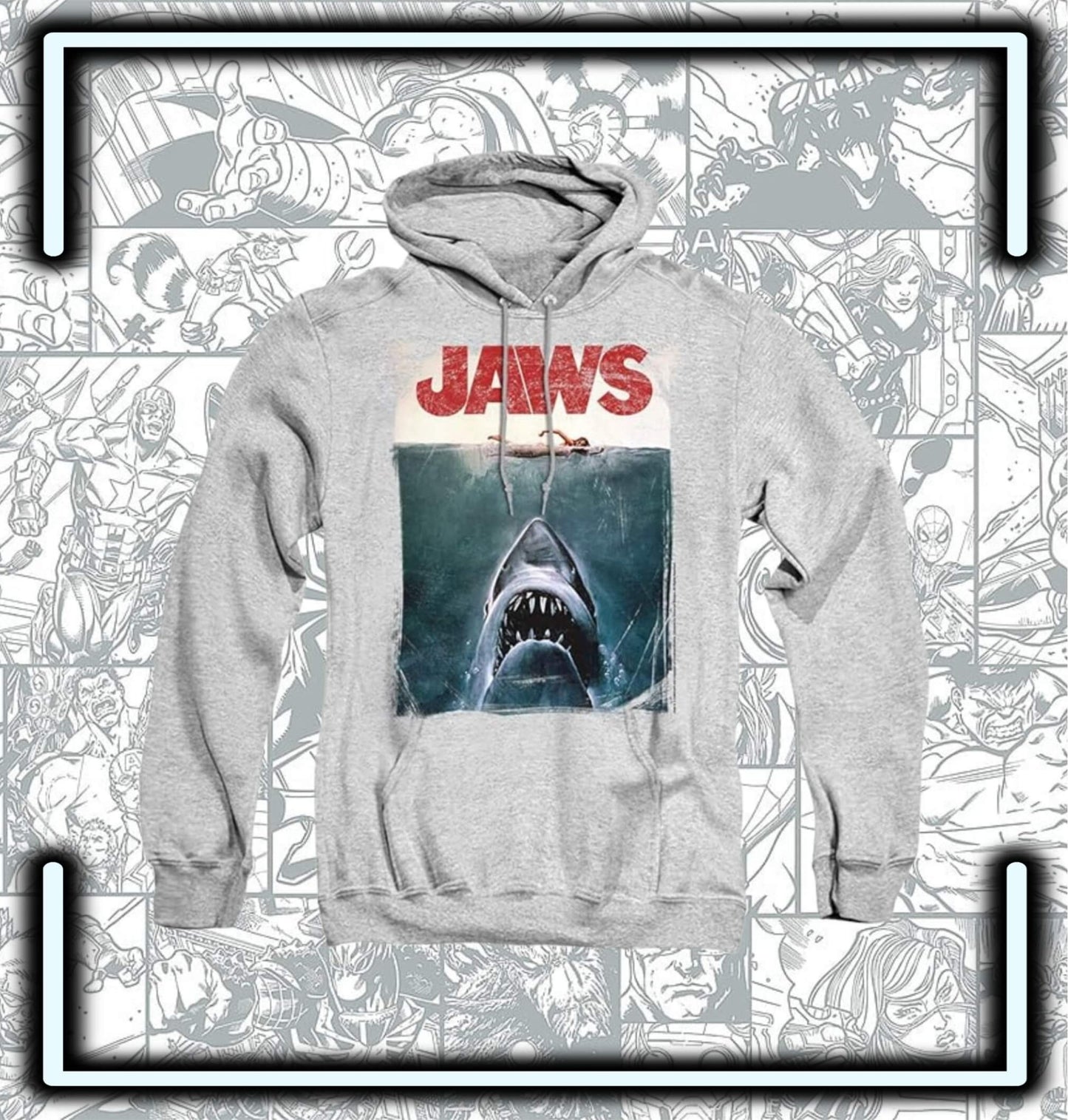 Hoodie Capota Jaws Grey - Comics Store Colombia