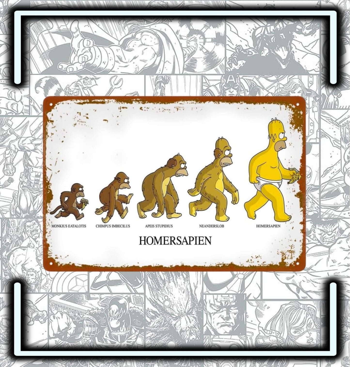 Placa Metalica Homero Simpson Evolucion - Comics Store Colombia