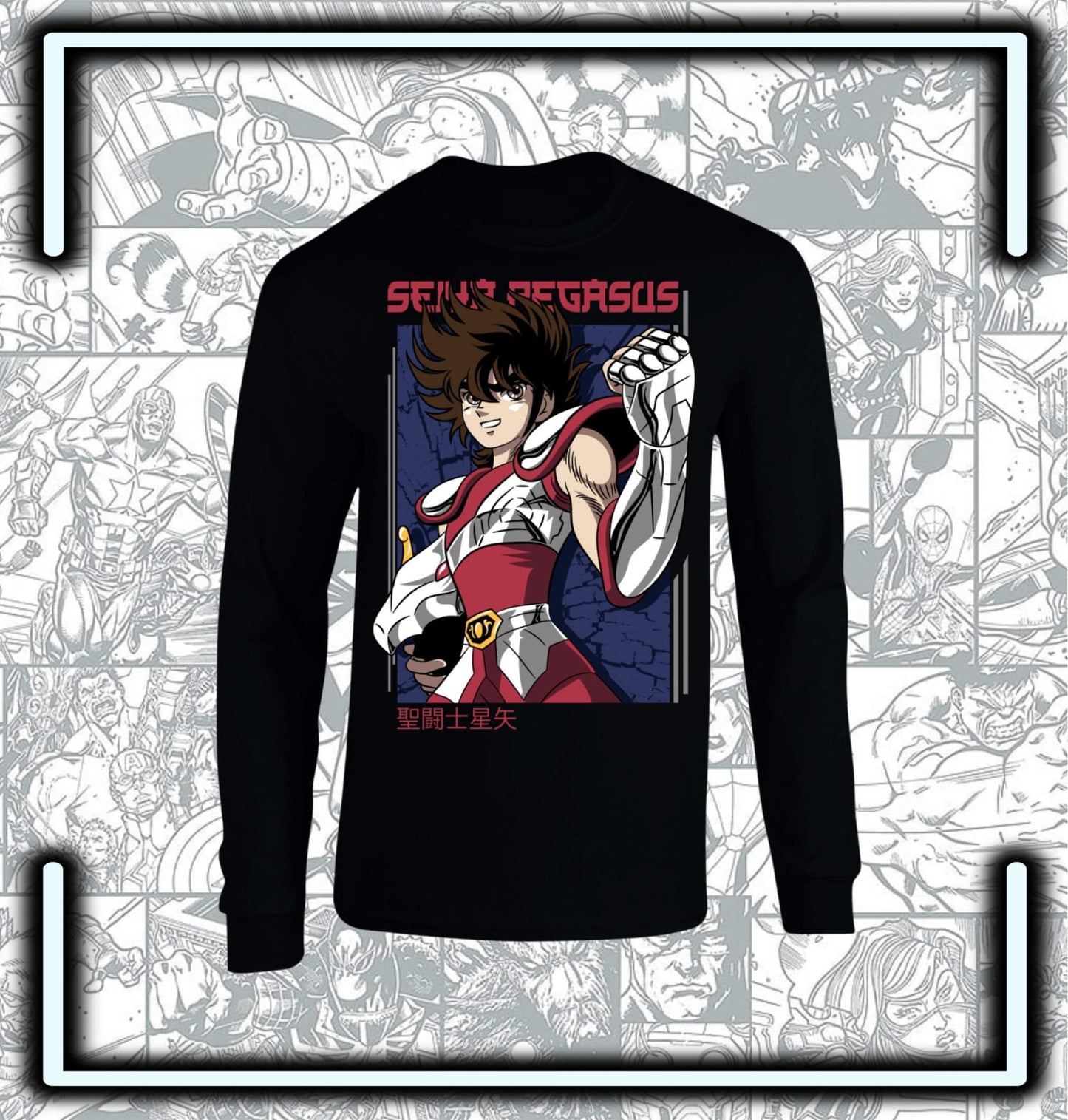 T-Shirt Manga Larga Seiya Pegaso - Comics Store Colombia