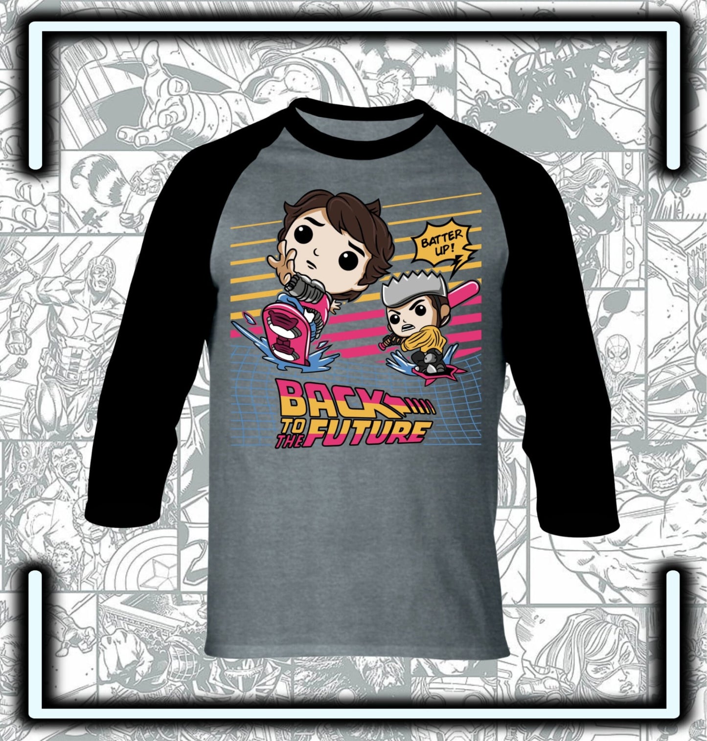 T-Shirt Raglan Manga Larga Back To The Future Pop - Comics Store Colombia