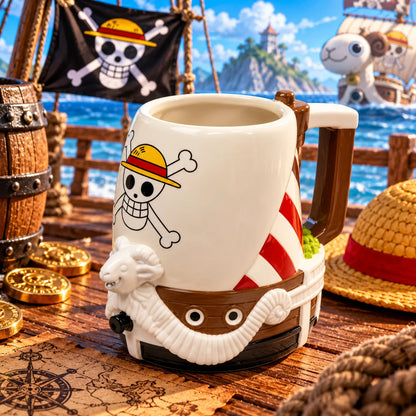 Taza 3D One Piece – Diseño Barco Pirata con Emblema