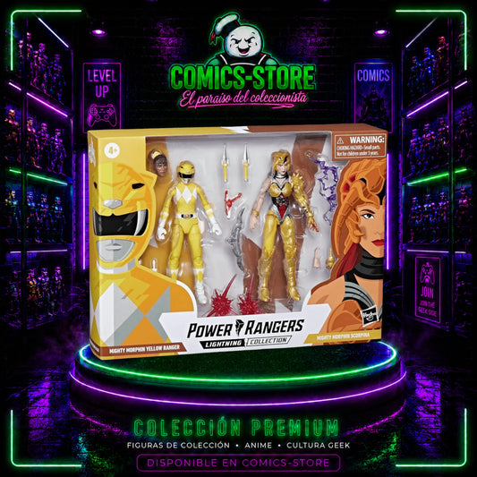 Figura Power Rangers Mighty Morphin Yellow Ranger Aisha Vs. Scorpina