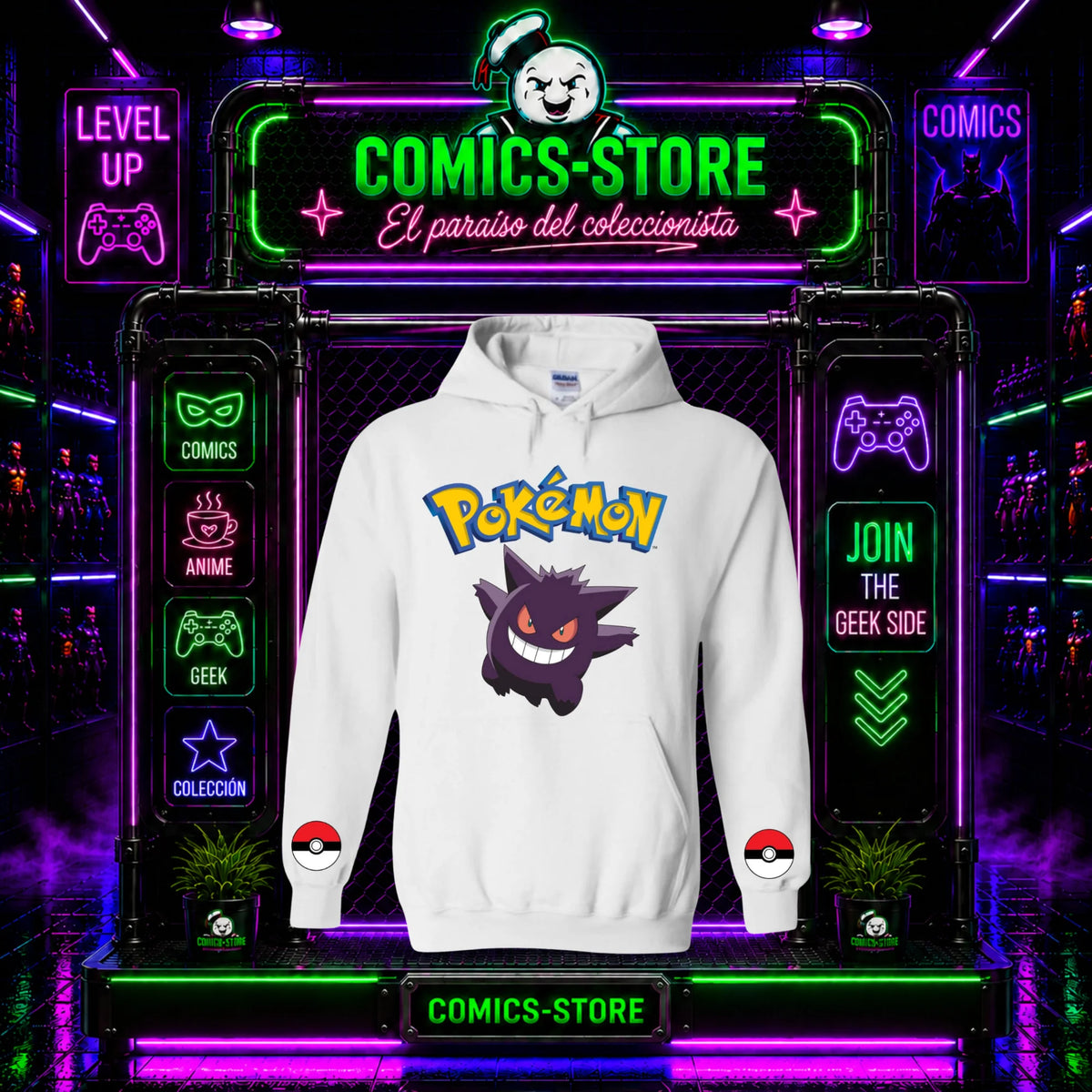 Hoodie Capota Blanco Gengar Pokemón