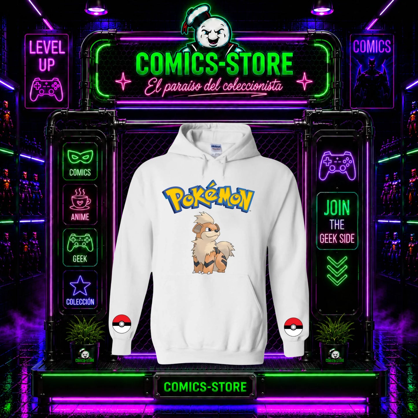 Hoodie Capota Blanco Arcanine Pokemón