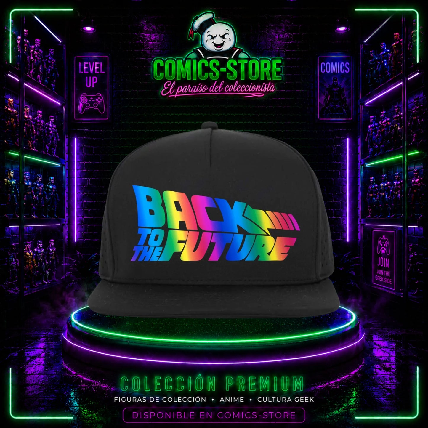 Gorra Plana Snapback Trucker Back To The Future Black