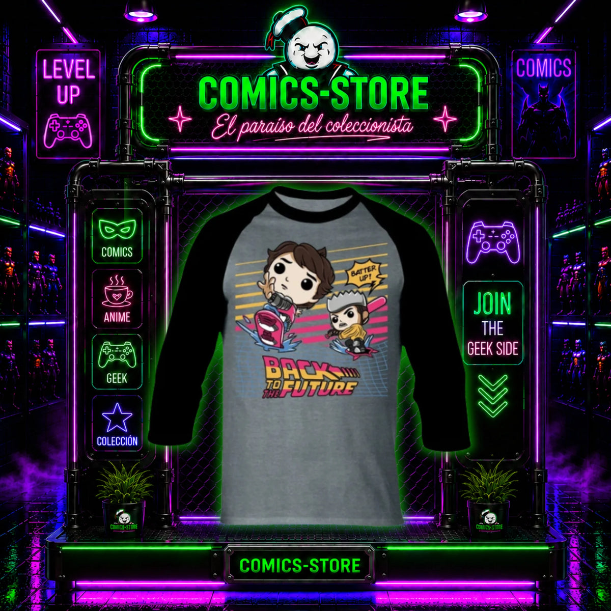 T-Shirt Raglan Manga Larga Back To The Future Pop