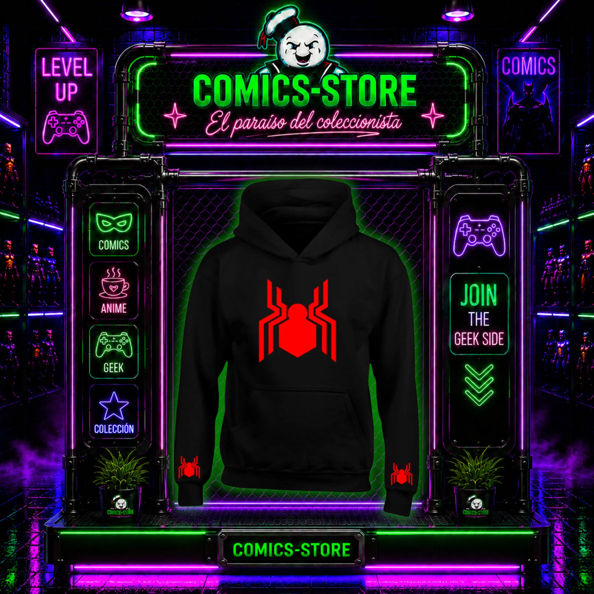 Hoodie Capota Spiderman Holland Black