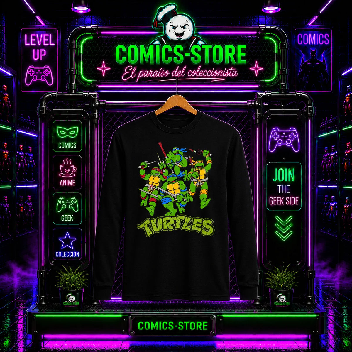 T-Shirt Manga Larga Tortugas Ninja Retro
