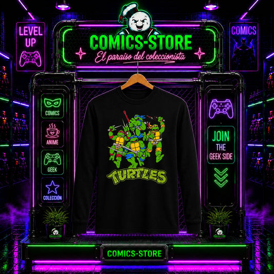 T-Shirt Manga Larga Tortugas Ninja Retro