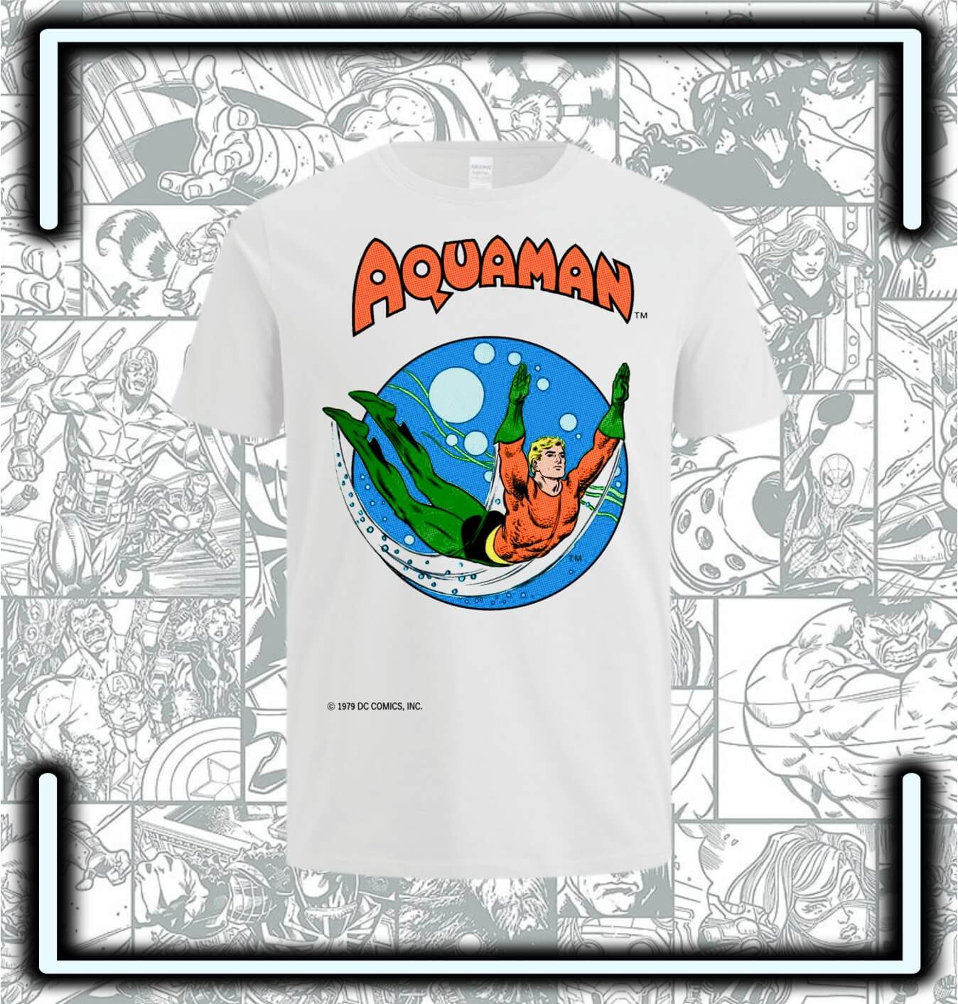 Camiseta Aquaman Retro Dc - Comics Store Colombia