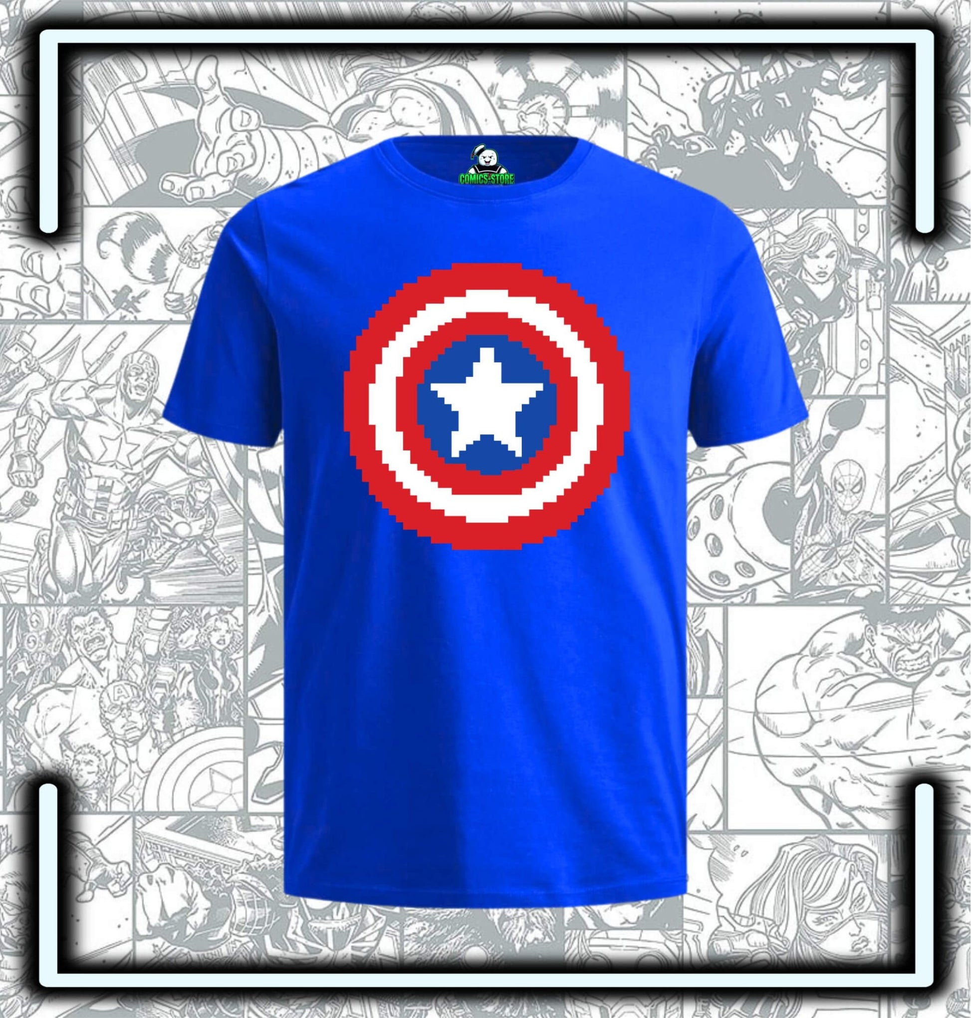 Camiseta Capitan America Pixel - Comics Store Colombia