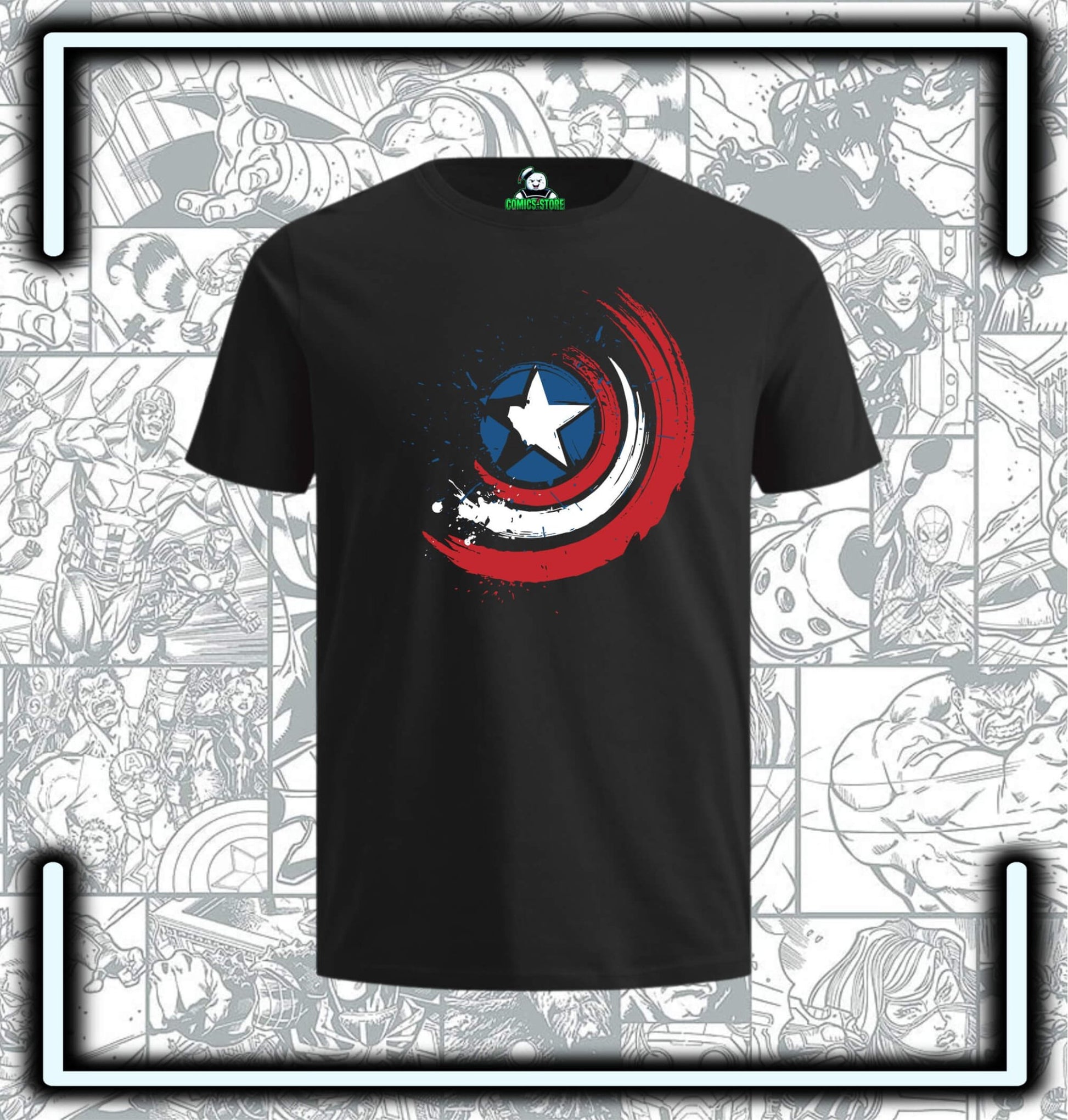 Camiseta Capitan America Retro - Comics Store Colombia