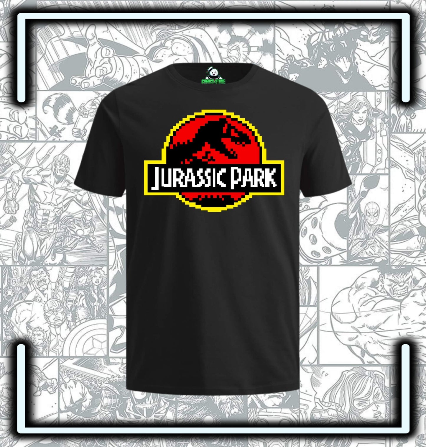 Camiseta Jurassic Park Pixel Art - Comics Store Colombia