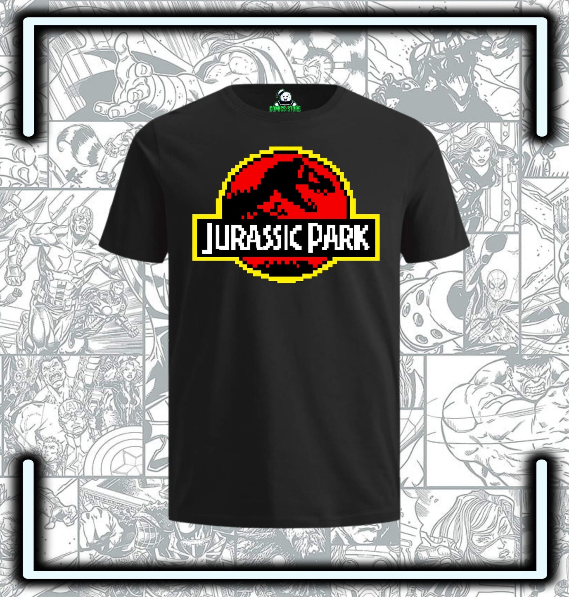 Camiseta Jurassic Park Pixel Art - Comics Store Colombia