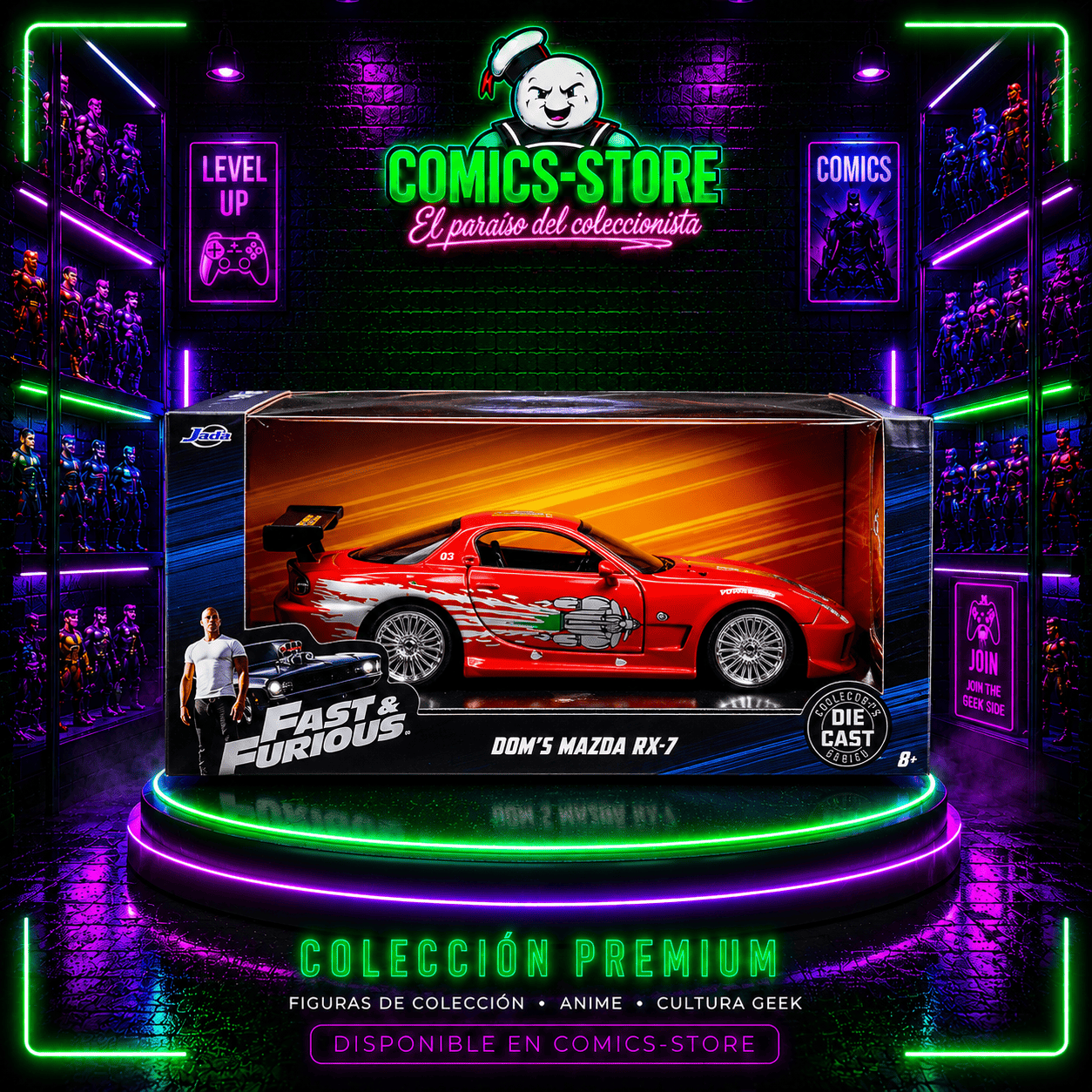 Carro Jls Mazda Rx - 7 Orange Rapido Y Furioso Esc 1:32 - Comics Store Colombia