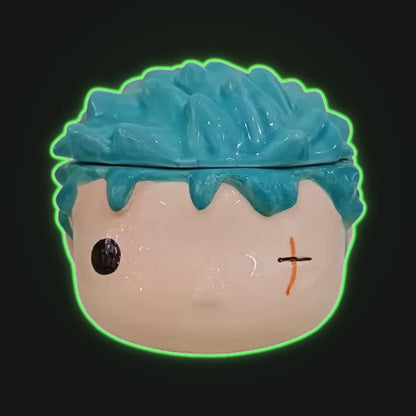 aza 3D Anime – Diseño Chibi Zoro con Cabello Turquesa