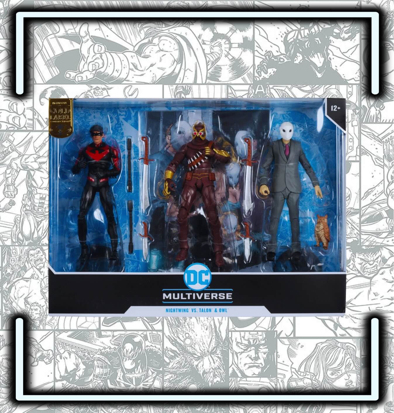 Figura McFarlane Toys - DC Multiverse Nightwing vs Talon & Owl 7in Figura 3pk Etiqueta de Oro - Comics Store Colombia