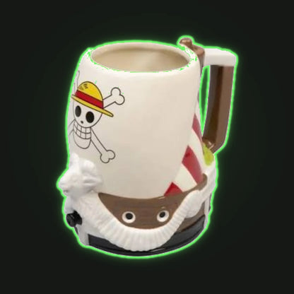 Taza 3D One Piece – Diseño Barco Pirata con Emblema