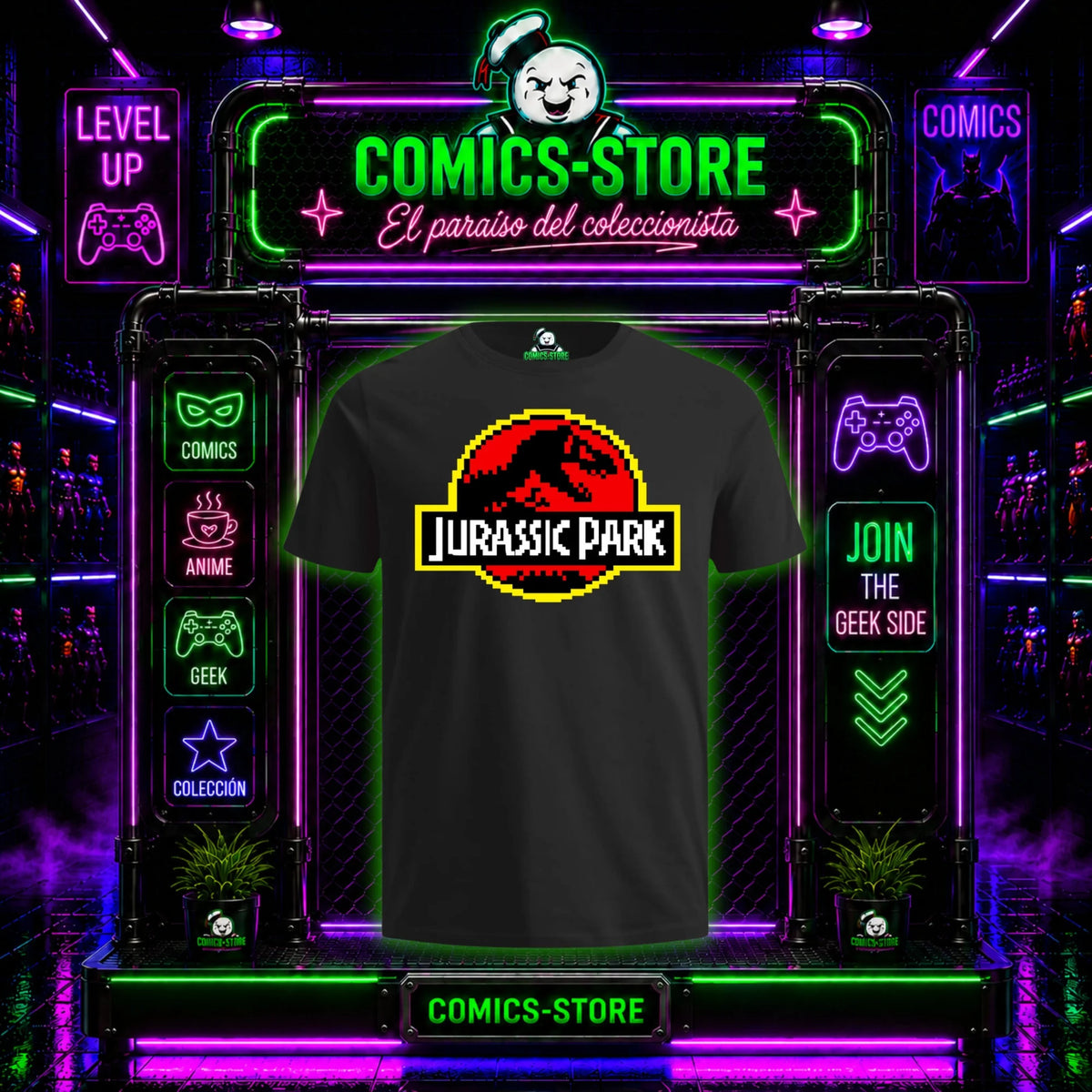 Camiseta Jurassic Park Pixel Art