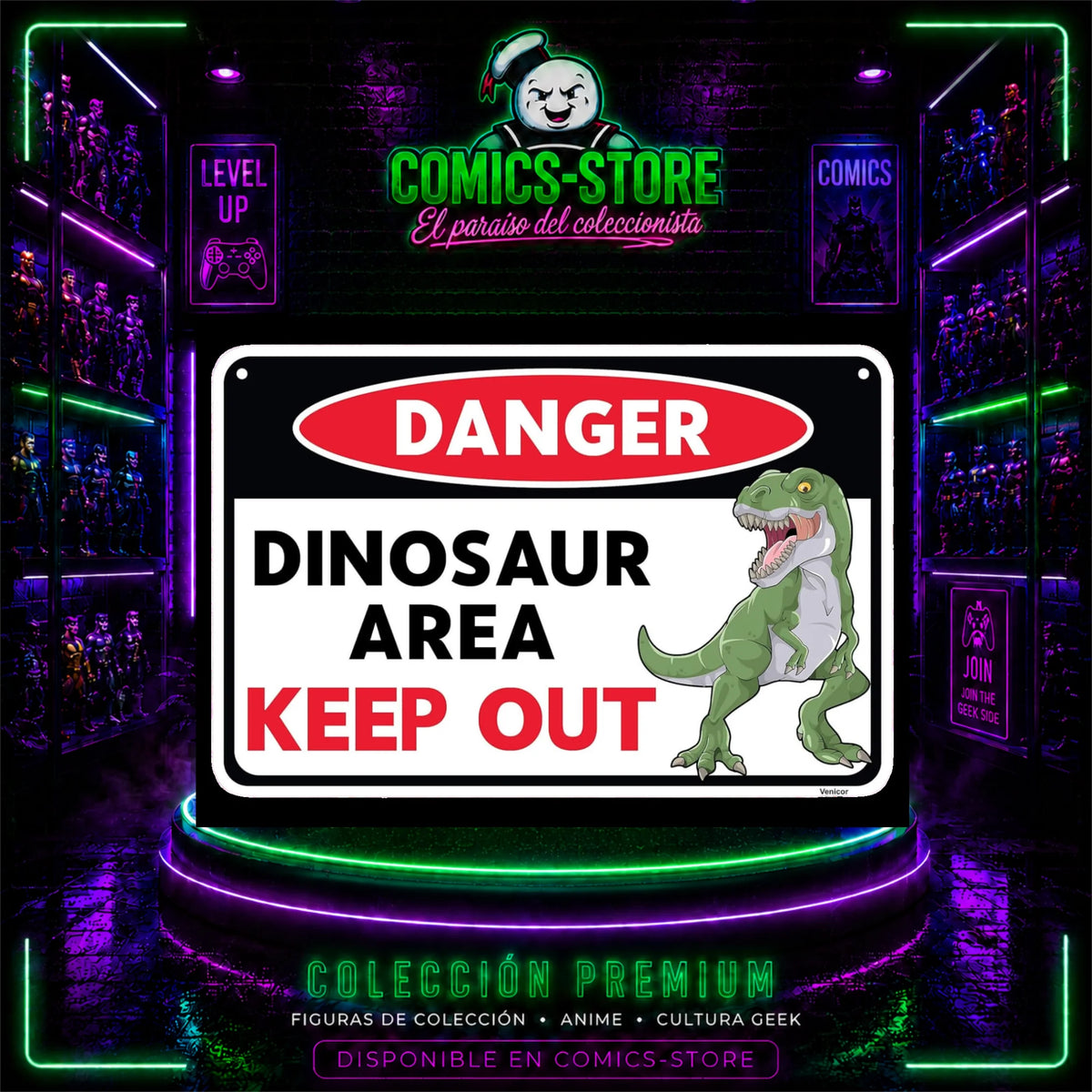 Placa Metalica Danger Dinosaur Area