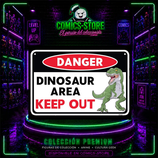 Placa Metalica Danger Dinosaur Area