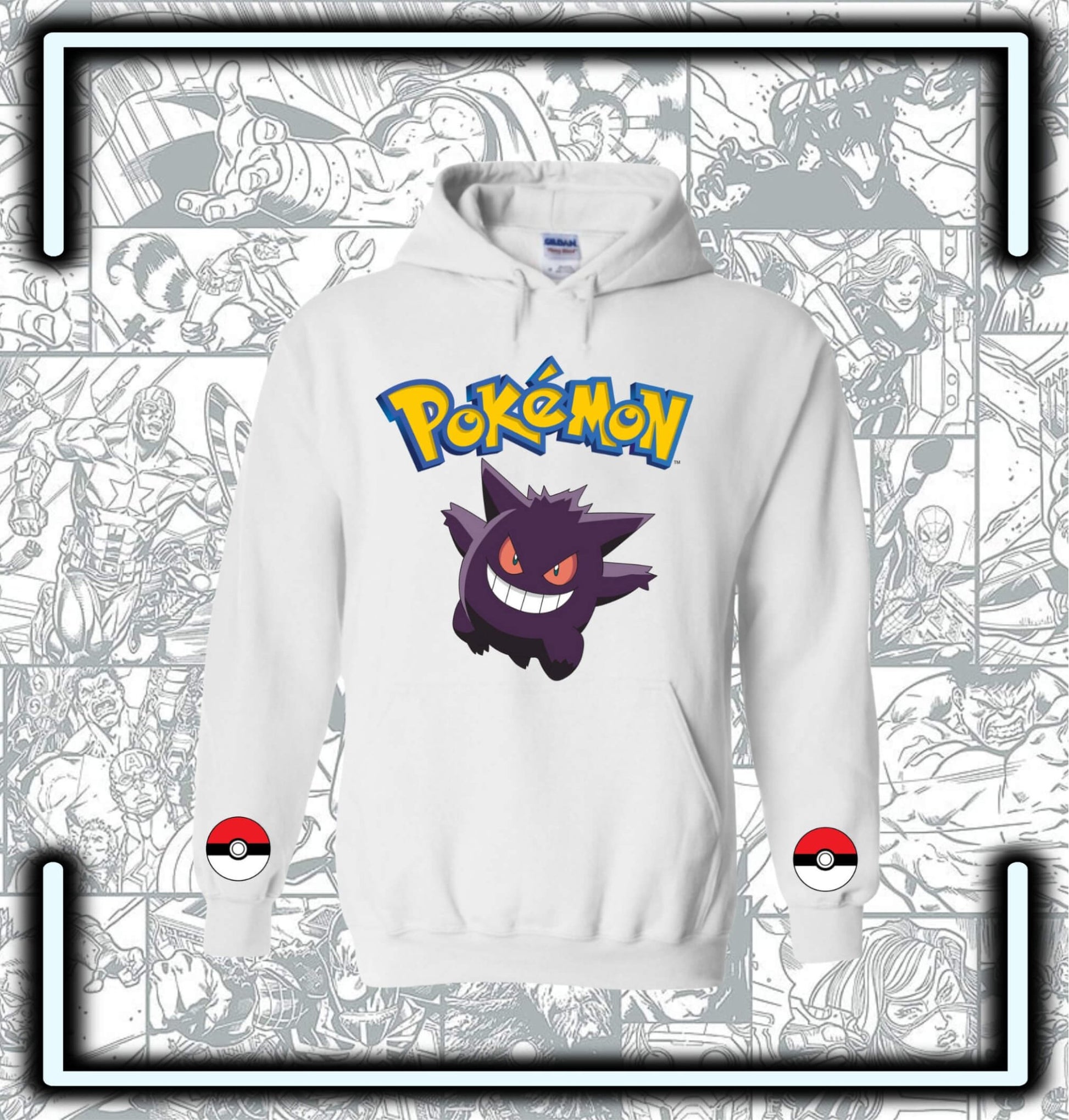 Hoodie Capota Blanco Gengar Pokemón - Comics Store Colombia