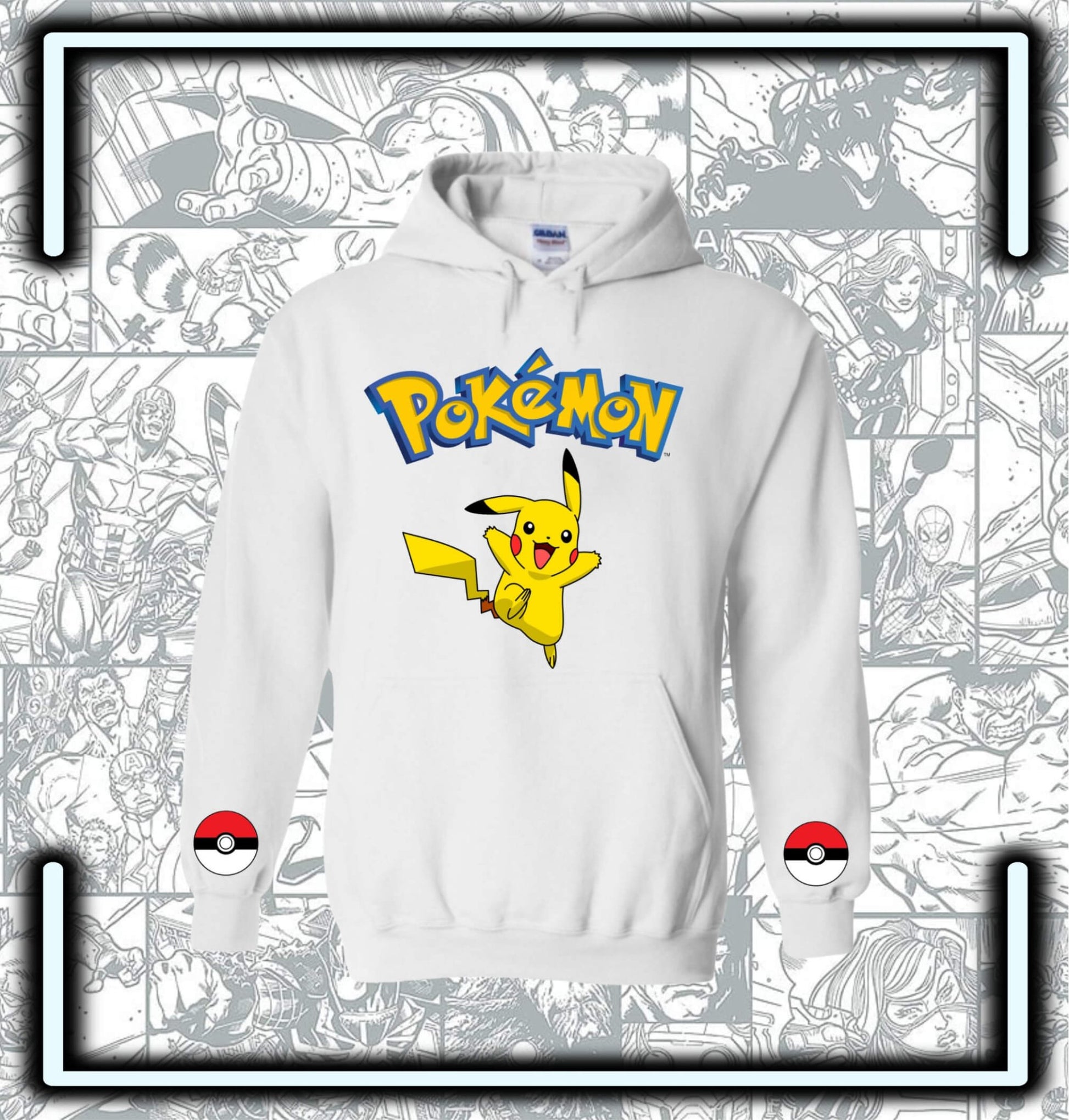 Hoodie Capota Blanco Pikachu I Pokemón - Comics Store Colombia