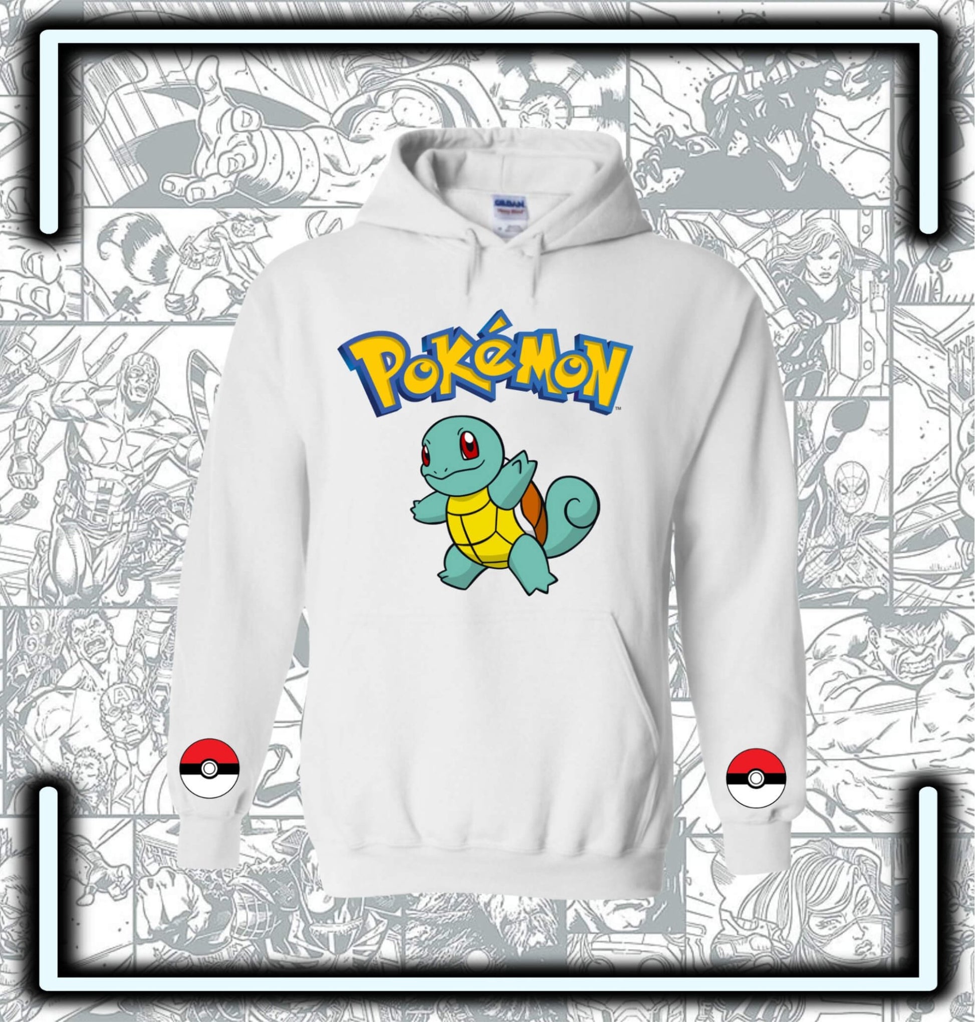 Hoodie Capota Blanco Squirtle Pokemón - Comics Store Colombia