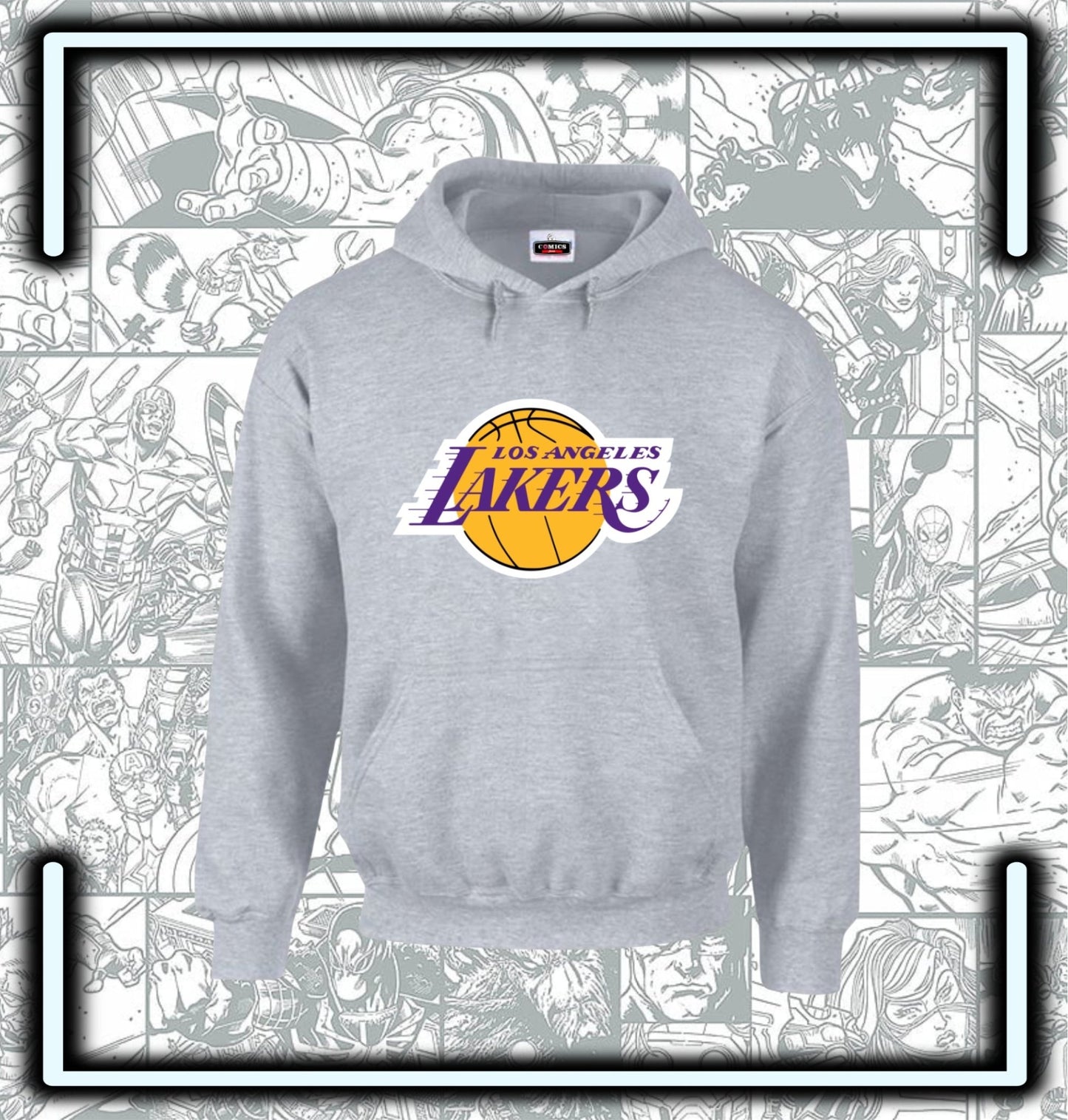 Hoodie Capota Lakers Gris - Comics Store Colombia