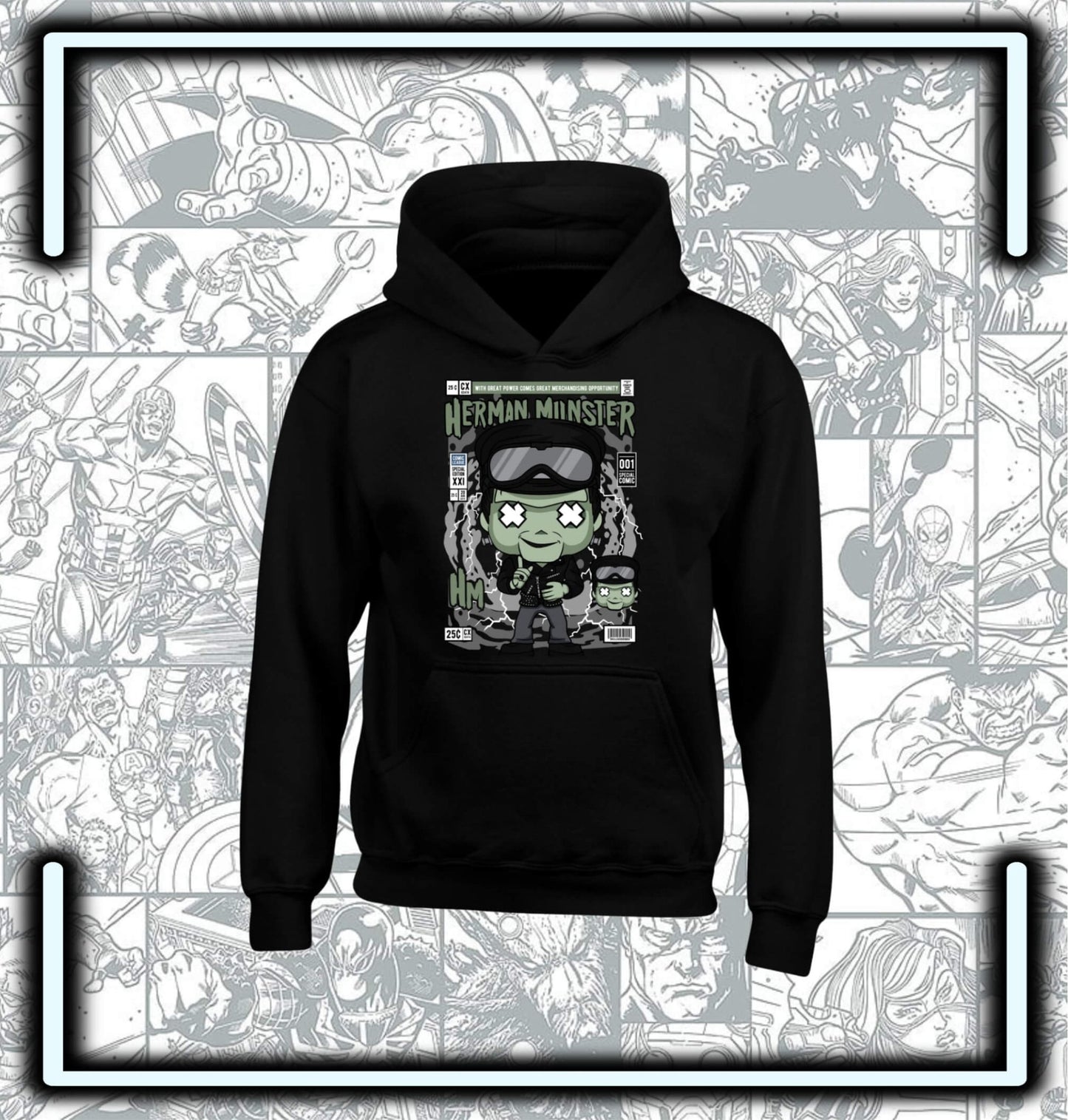 Hoodie Capota Negro Herman Monster Terror - Comics Store Colombia