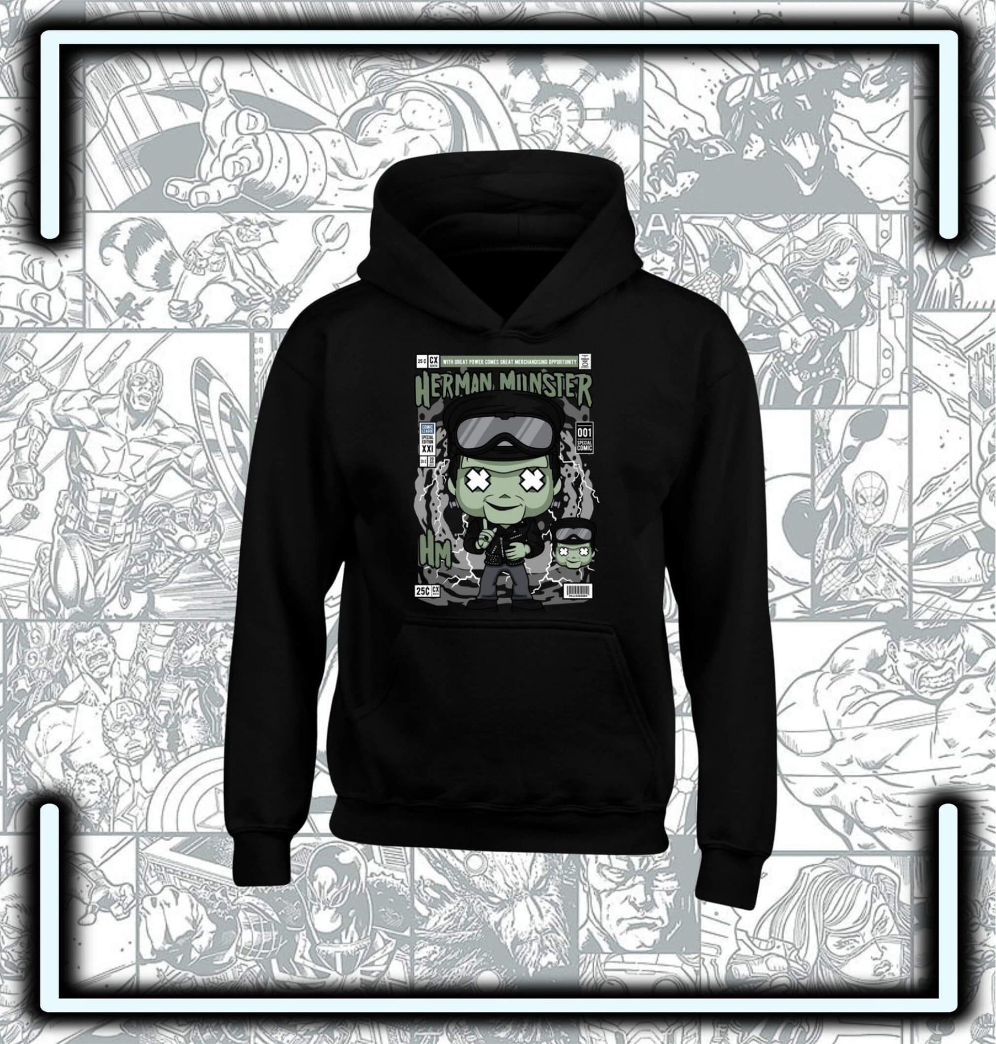 Hoodie Capota Negro Herman Monster Terror - Comics Store Colombia