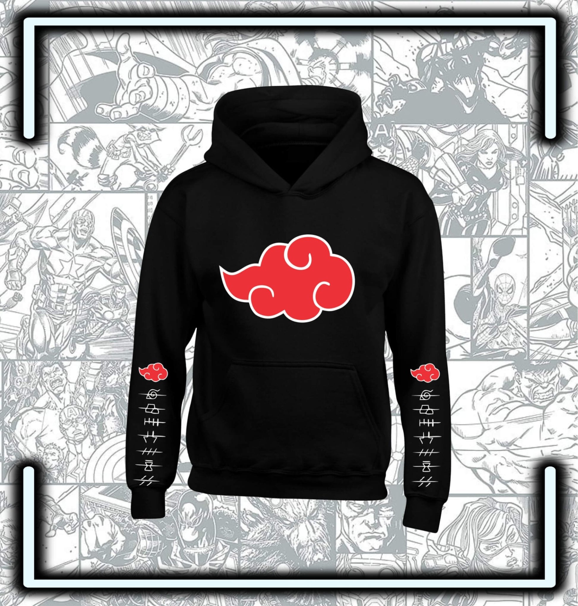 Hoodie Capota Negro Naruto Nubes Akatsuki - Comics Store Colombia