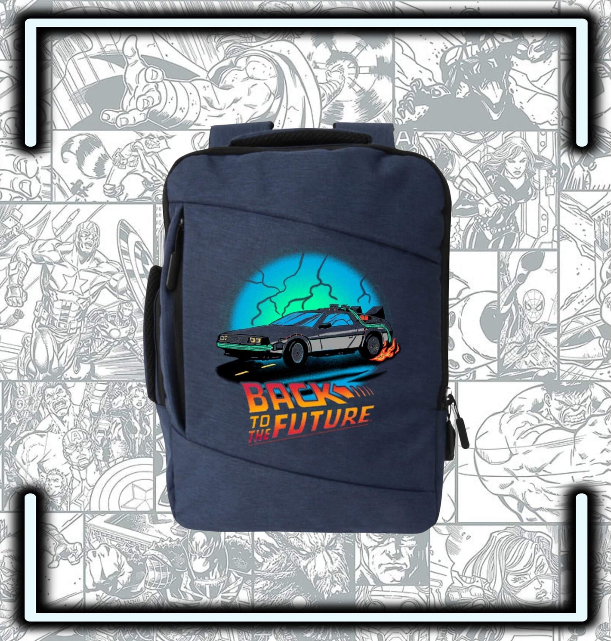 Morral Espalda Portafolio Back To The Future Blue - Comics Store Colombia