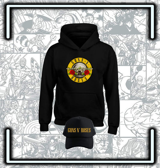 Pack Hoodie Capota Guns N´ Roses & Gorra Trucker - Comics Store Colombia
