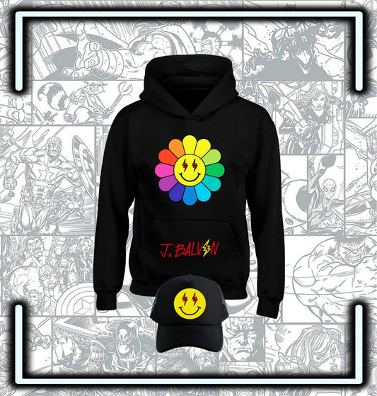 Pack J Balvin Flor Hoodie Capota & Gorra Trucker - Comics Store Colombia