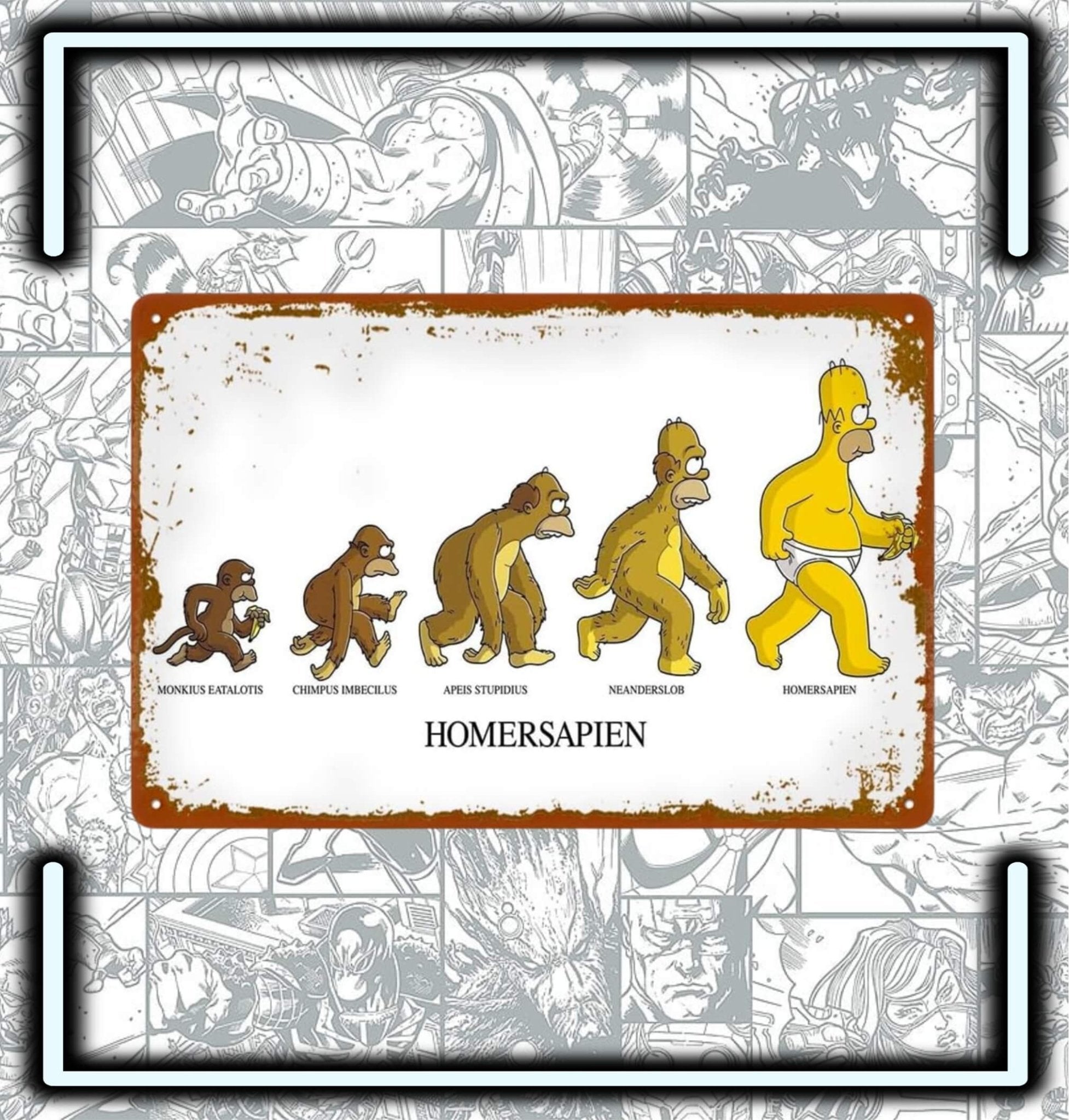 Placa Metalica Homero Simpson Evolucion - Comics Store Colombia