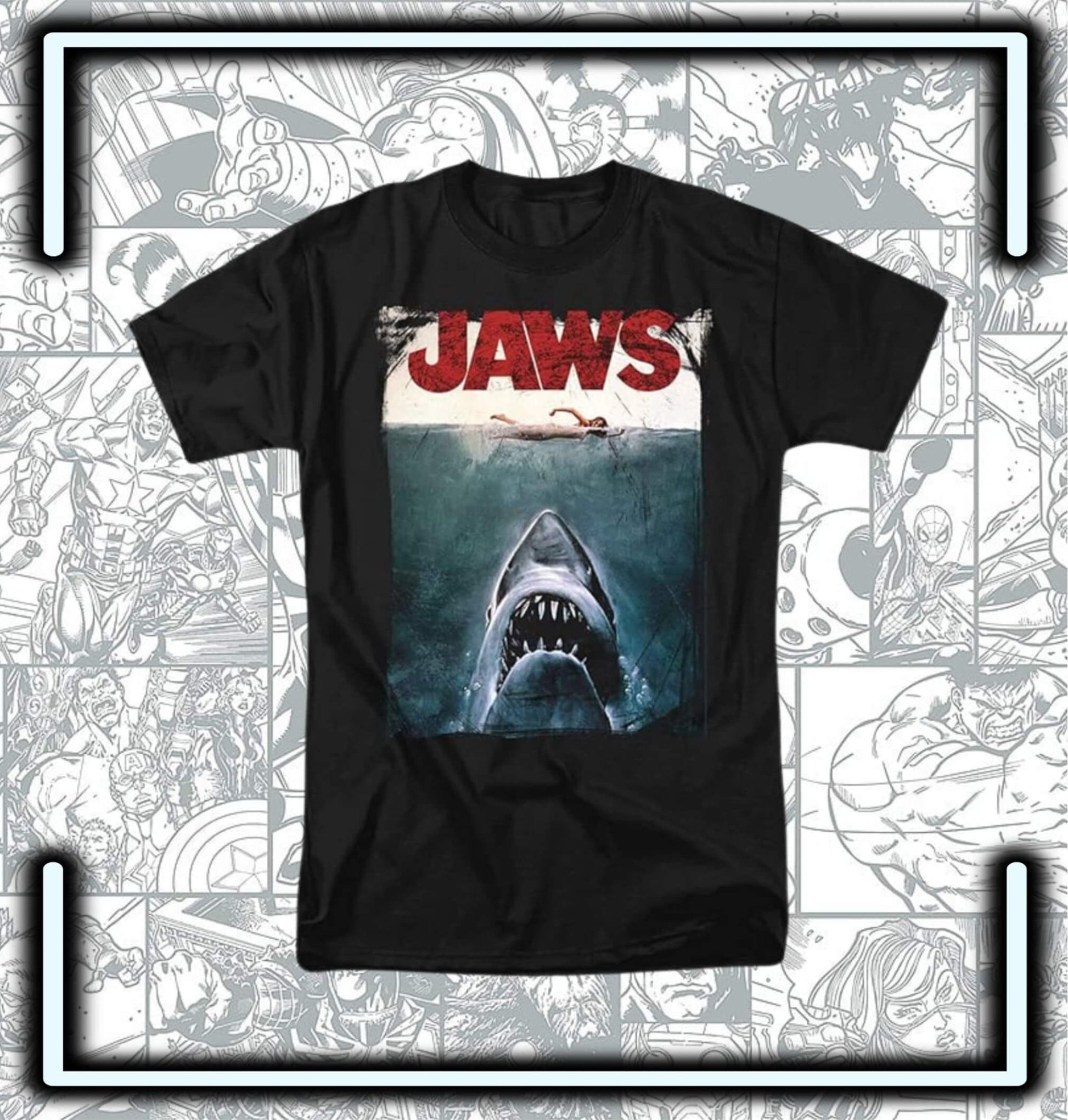 T-Shirt Black Jaws Movie - Comics Store Colombia