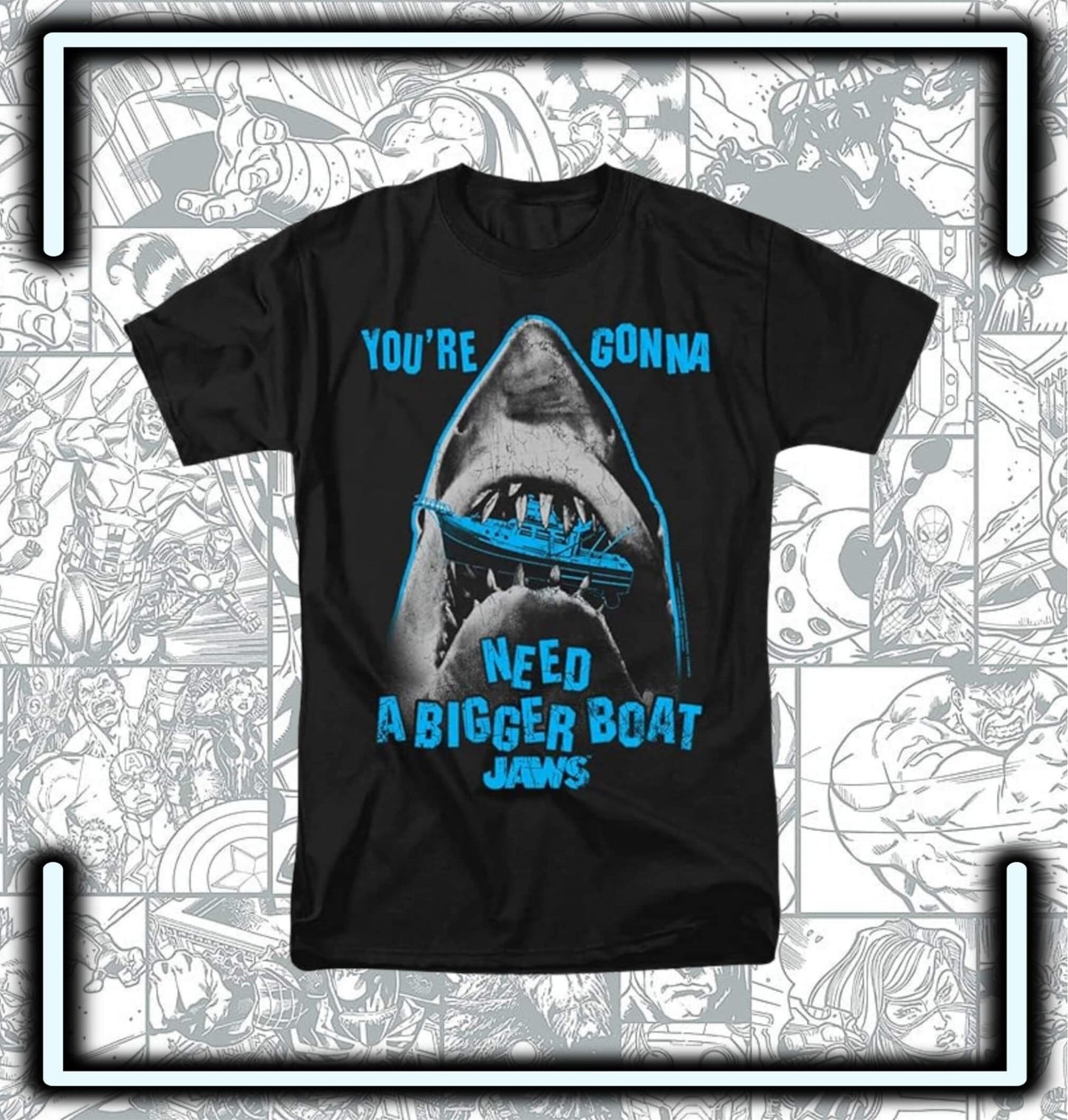 T-Shirt Black Jaws Shark - Comics Store Colombia