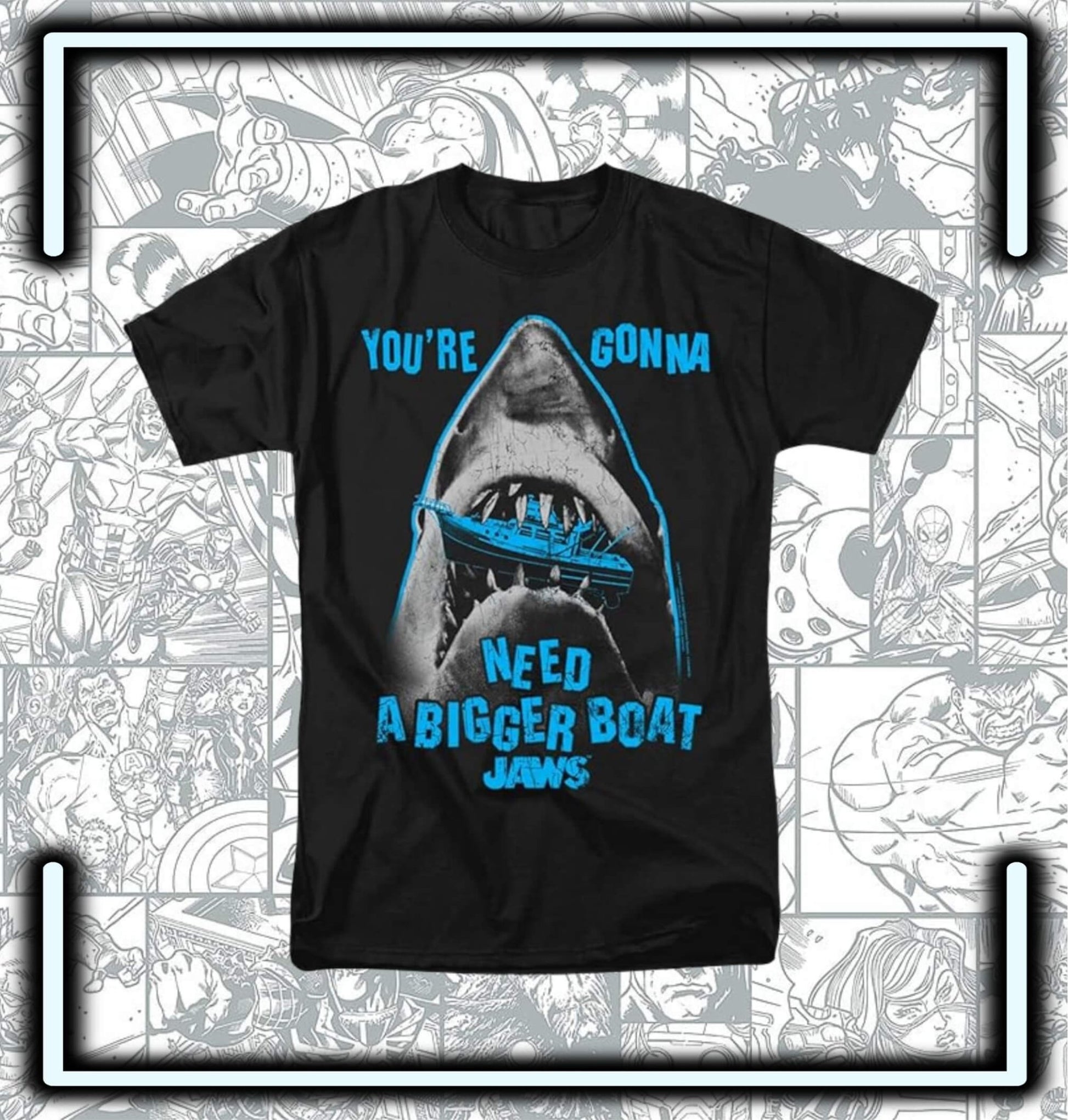 T-Shirt Black Jaws Shark - Comics Store Colombia